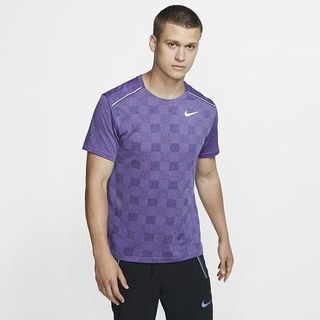 Top Nike Dri-FIT Miler Maneca Scurta Knit Running Barbati Obsidienne Violet Deschis | UMNX-70936